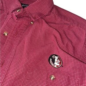 FSU Antigua Checkered Button Down Shirt